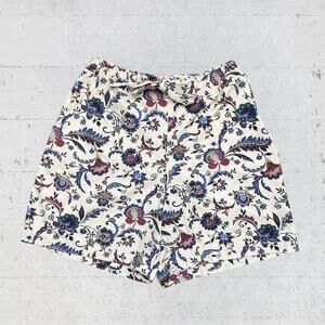 Vintage 80s Cabin Creek High Waist Bow Tie Floral Tan Shorts Size 14 Cottagcore